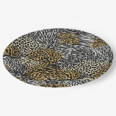 Mixed Animal Print Zebra Leopard Tiger Mixed Print Pappteller (Schrägansicht)