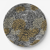 Mixed Animal Print Zebra Leopard Tiger Mixed Print Pappteller (Vorderseite)