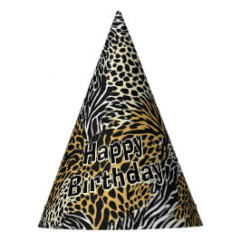 Mixed Animal Print Zebra Leopard Tiger Mixed Print Partyhütchen