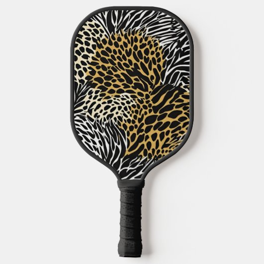 Mixed Animal Print Zebra Leopard Tiger Mixed Print Pickleball Schläger (Rückseite)