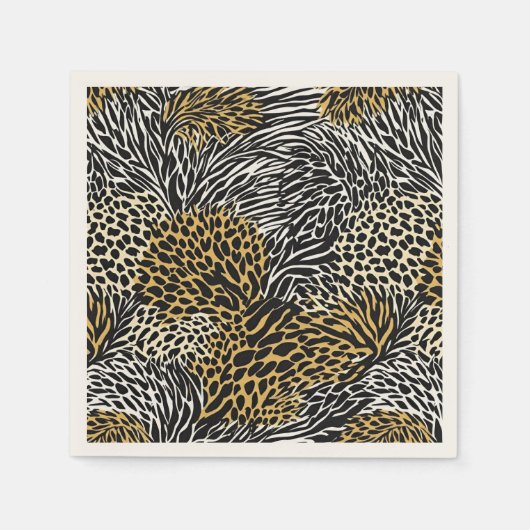 Mixed Animal Print Zebra Leopard Tiger Mixed Print Serviette (Vorderseite)