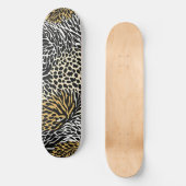 Mixed Animal Print Zebra Leopard Tiger Mixed Print Skateboard (Vorderseite)