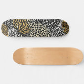 Mixed Animal Print Zebra Leopard Tiger Mixed Print Skateboard (Horizontal)