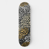 Mixed Animal Print Zebra Leopard Tiger Mixed Print Skateboard (Vorderseite)