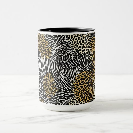 Mixed Animal Print Zebra Leopard Tiger Mixed Print Tasse (Zentrum)