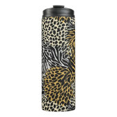 Mixed Animal Print Zebra Leopard Tiger Mixed Print Thermosbecher (Vorderseite)