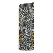 Mixed Animal Print Zebra Leopard Tiger Mixed Print Thermosbecher (Nach links gedreht)