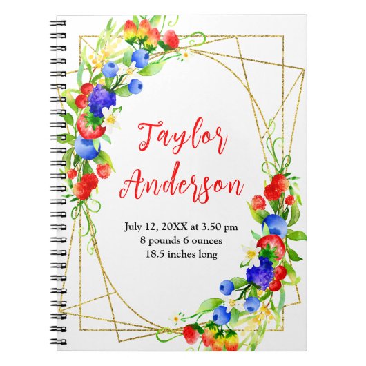 Mixed Berries Baby Birth Stats Notizblock (Vorderseite)