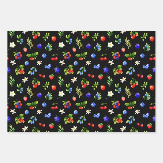 Mixed Berries Pattern Geschenkpapier Set (Vorderseite 3)
