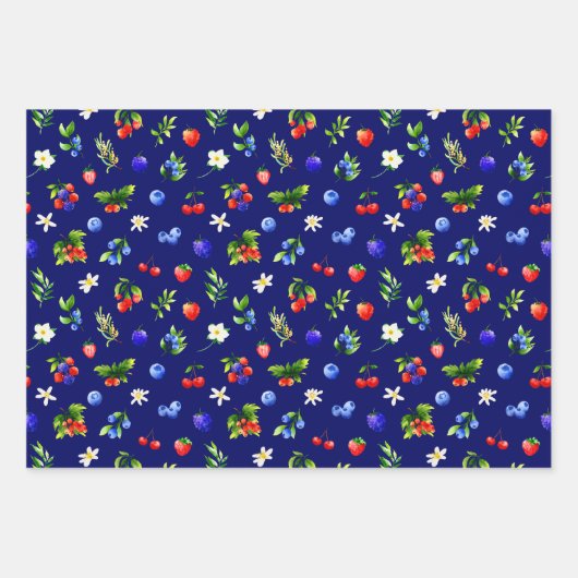 Mixed Berries Pattern Geschenkpapier Set (Vorderseite 2)