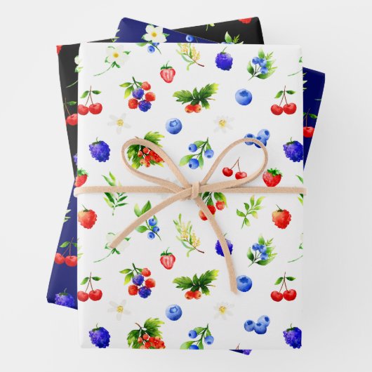 Mixed Berries Pattern Geschenkpapier Set (Beispiel)