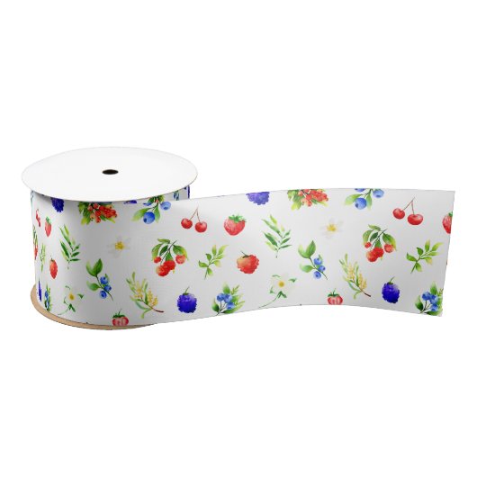 Mixed Berries Pattern Satinband (Spule)
