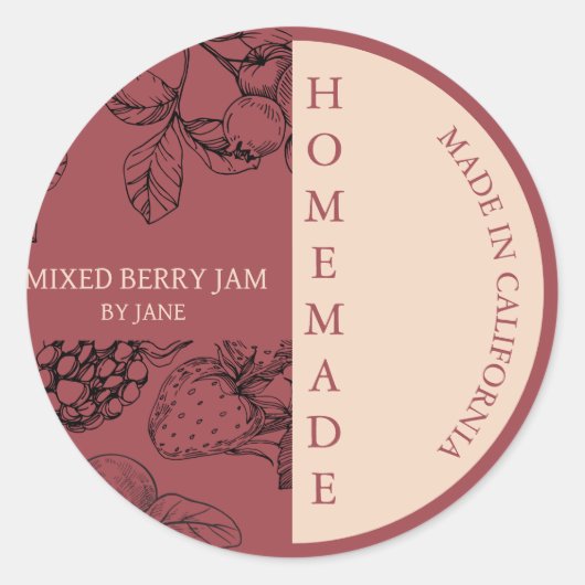 Mixed Berry Jam Modern Business Label Runder Aufkleber (Vorderseite)