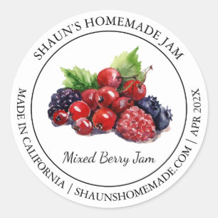Mixed Berry Jam Modern Label Runder Aufkleber