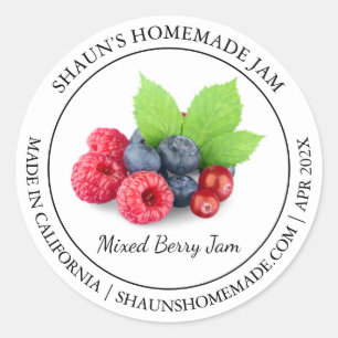 Mixed Berry Jam Modern Label Runder Aufkleber