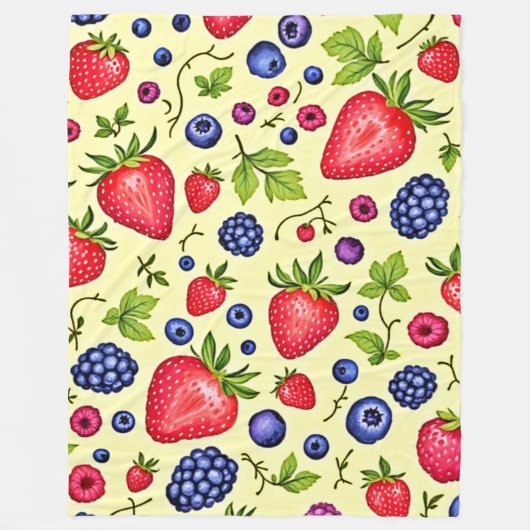 Mixed Berry Seamless Pattern Fleecedecke (Vorderseite)