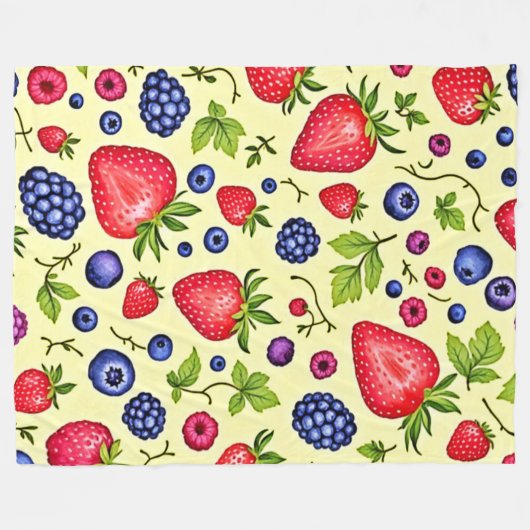 Mixed Berry Seamless Pattern Fleecedecke (Vorderseite (Horizontal))