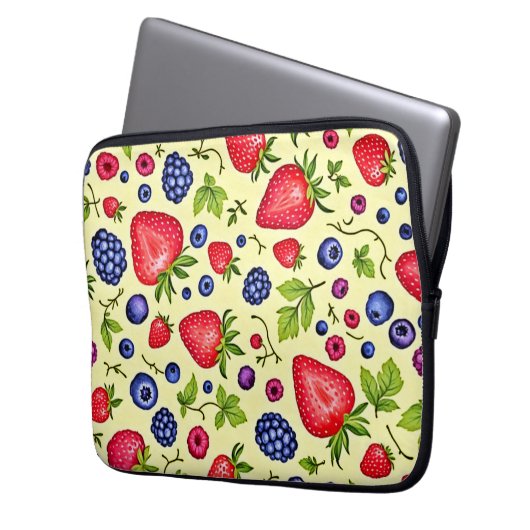 Mixed Berry Seamless Pattern Laptopschutzhülle (Vorderseite Links)