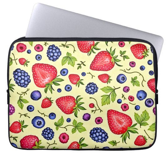 Mixed Berry Seamless Pattern Laptopschutzhülle (Vorderseite)