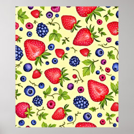 Mixed Berry Seamless Pattern Poster