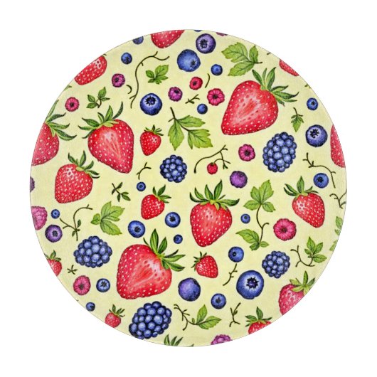 Mixed Berry Seamless Pattern Schneidebrett (Vorderseite)