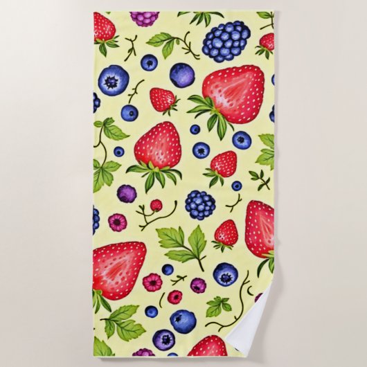 Mixed Berry Seamless Pattern Strandtuch (Vorderseite)