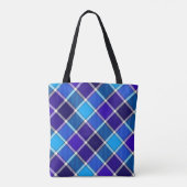 Mixed Blue Tartan Tote Bag Tasche (Rückseite)