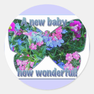 Mixed Blume Neuer Baby-Glückwunschsticker Runder Aufkleber