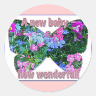 Mixed Blume Neuer Baby-Glückwunschsticker Runder Aufkleber