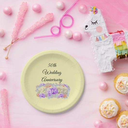 Mixed-Blumenpapier-Teller zum fünfzigjährigen Jubi Pappteller (Party)