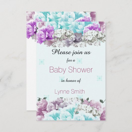 Mixed Bouquet Baby Dusche Einladung (Vorne/Hinten)