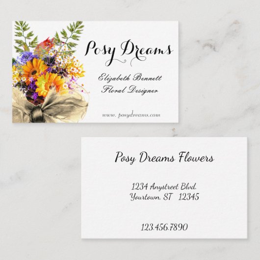 Mixed Bouquet mit Big Bow Florist Visitenkarte (Vorne/Hinten)