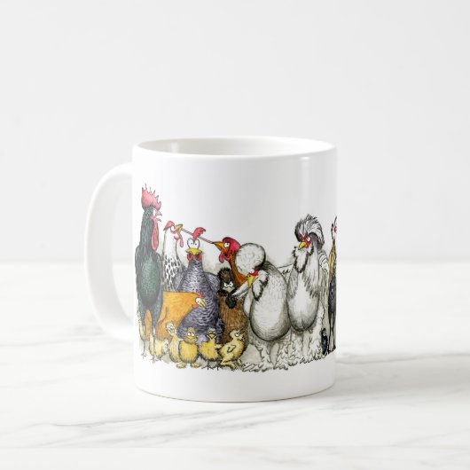 Mixed breeds of chicken and poultry mug kaffeetasse (Vorderseite Links)
