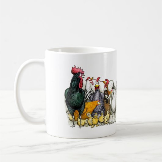 Mixed breeds of chicken and poultry mug kaffeetasse (Links)