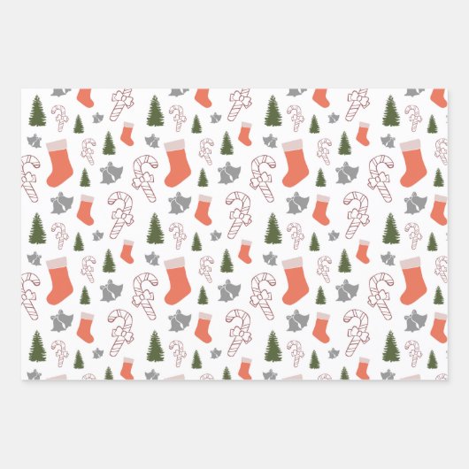 Mixed Christmas Pattern Motifs Set Geschenkpapier Set (Vorderseite)