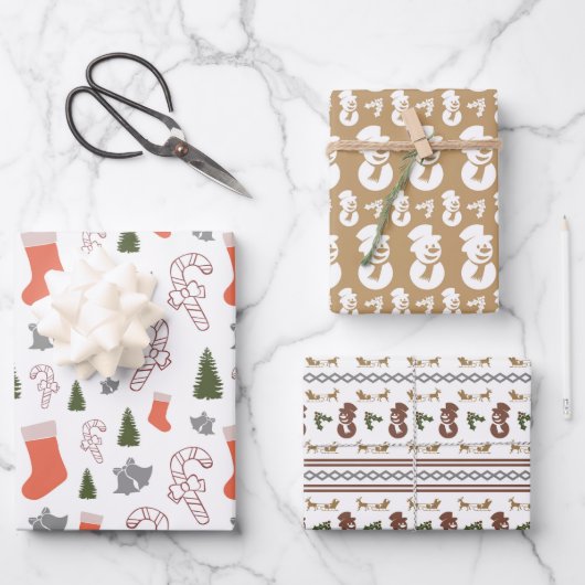 Mixed Christmas Pattern Motifs Set Geschenkpapier Set (Vorderseite)