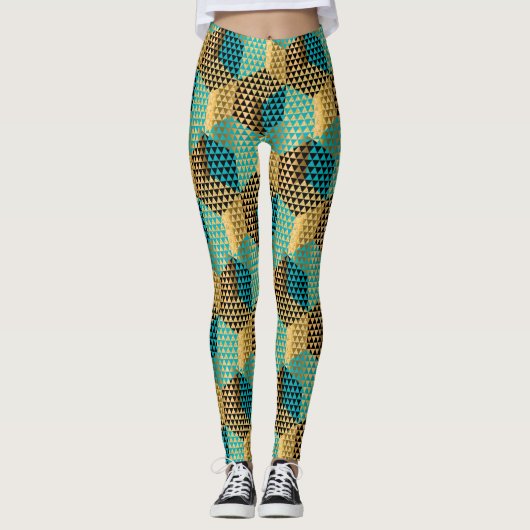 Mixed Colors Modern Geometric Shapes Design Leggings (Vorderseite)