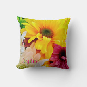 Mixed Daisies Bouquet-Square-Throw-Kissen Kissen