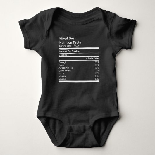 Mixed Desi Nutrition Facts Baby Jersey T - Shirt (Vorderseite)