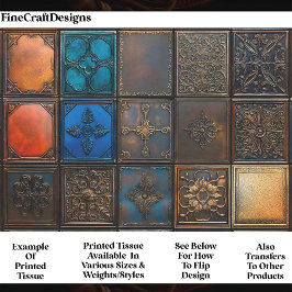 Mixed Design Tiles Brown Blue Gold OM7 Decoupage Seidenpapier