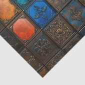 Mixed Design Tiles Brown Blue Gold OM7 Decoupage Seidenpapier (Ausschnitt)