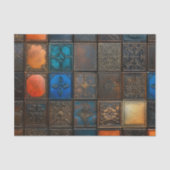 Mixed Design Tiles Brown Blue Gold OM7 Decoupage Seidenpapier (Vorderseite)