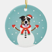 Mixed Dog Christmas Snowman Keramik Ornament (Vorne)