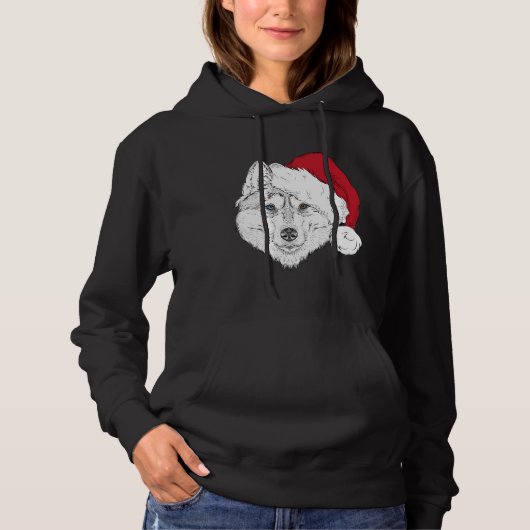 Mixed Eyes Santa Husky Hoodie (Vorderseite)