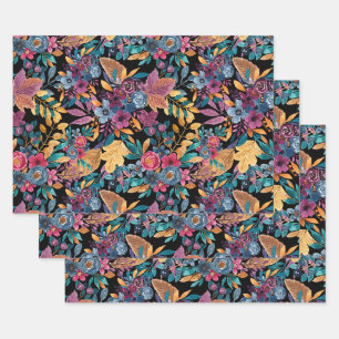 Mixed Fall Floral Blätter Berry Watercolor Muster