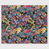 Mixed Fall Floral Blätter Berry Watercolor Muster Geschenkpapier (Flach)