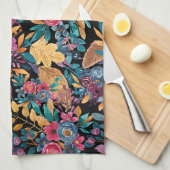 Mixed Fall Floral Blätter Berry Watercolor Muster Geschirrtuch (Viertel Falte)