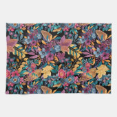 Mixed Fall Floral Blätter Berry Watercolor Muster Geschirrtuch (Horizontal)