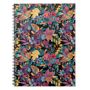 Mixed Fall Floral Blätter Berry Watercolor Muster Notizblock