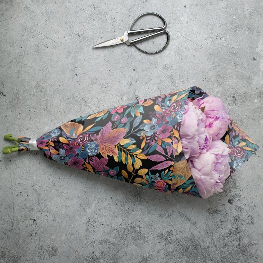 Mixed Fall Floral Blätter Berry Watercolor Muster Seidenpapier